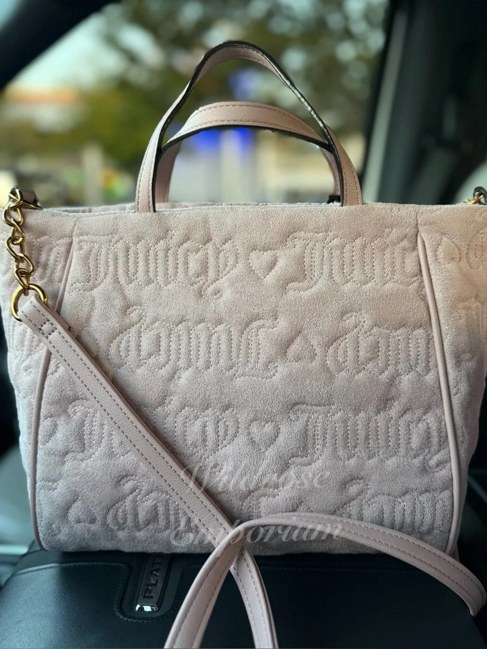 Juicy Couture Pink Heart Quilted Logo Satchel Tote Top Handle Y2k Bag